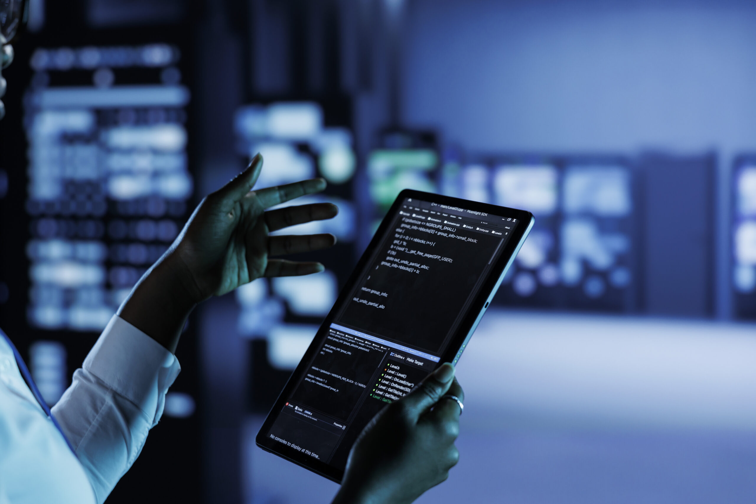 Services data center employee runs code